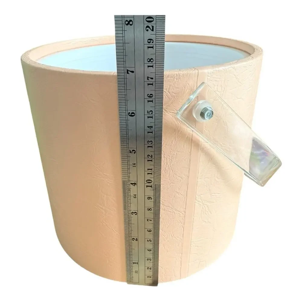 Vintage 80s peach vinyl and clear acrylic ice bucket retro pink bar ware